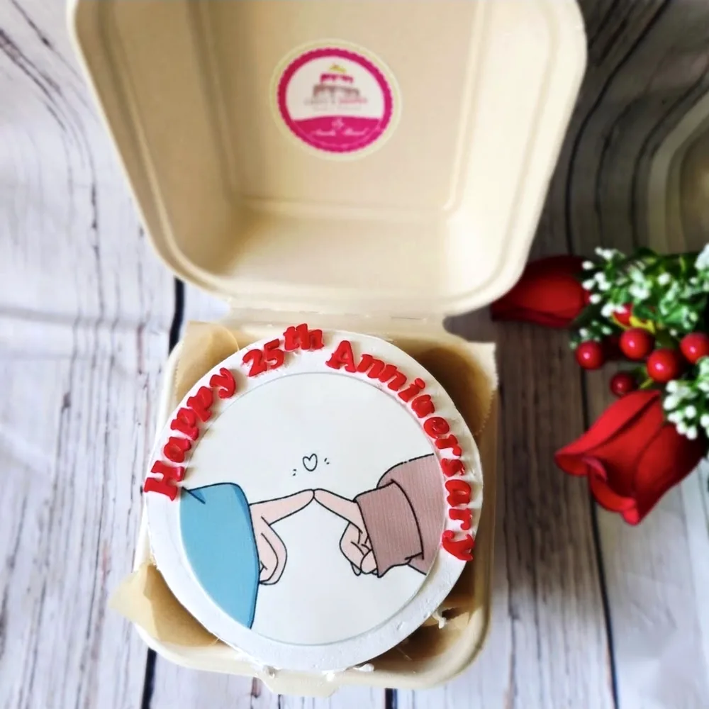 Anniversary & Engagement custom cake by Cakes & Shapes, Dubai — design code CS-0493