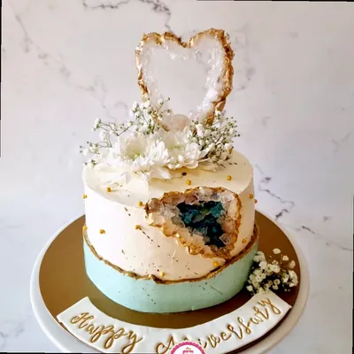 Anniversary & Engagement custom cake by Cakes & Shapes, Dubai — design code CS-0104